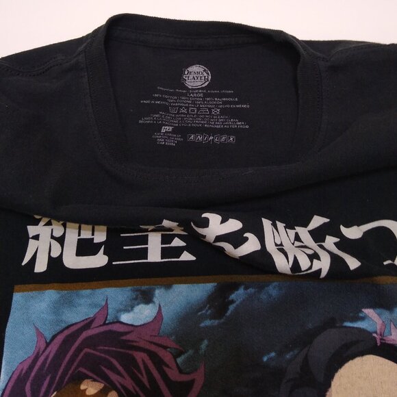 Demon Slayer Anime T-Shirt Large With Tanjiro & Nezuko Graphic 100% Cotton Black - Picture 3 of 3